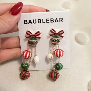 NWT BaubleBar Festive Christmas Red and Green Statement Earrings